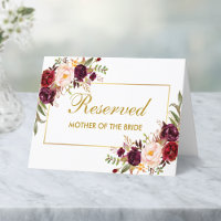 Watercolor Floral Wedding Reserved Name Place