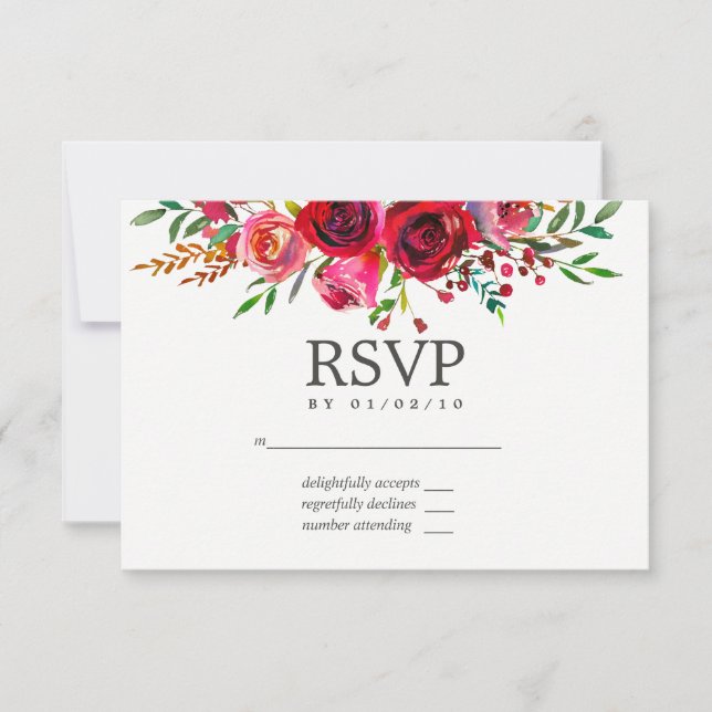 Watercolor Floral Wedding RSVP (Front)