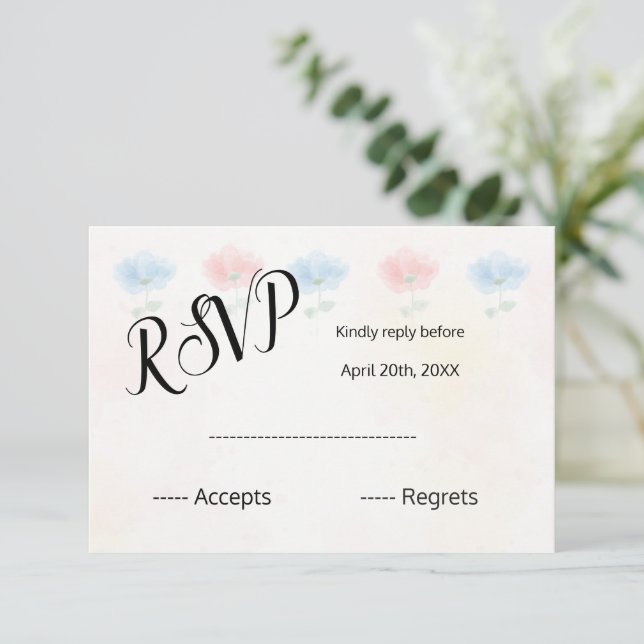 Watercolor floral Wedding RSVP CARD (Standing Front)