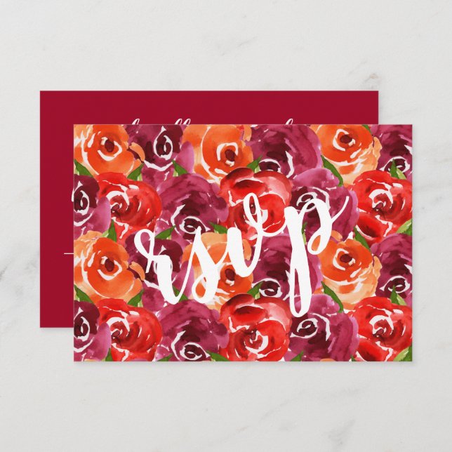 Watercolor Floral Wedding RSVP Card (Front/Back)