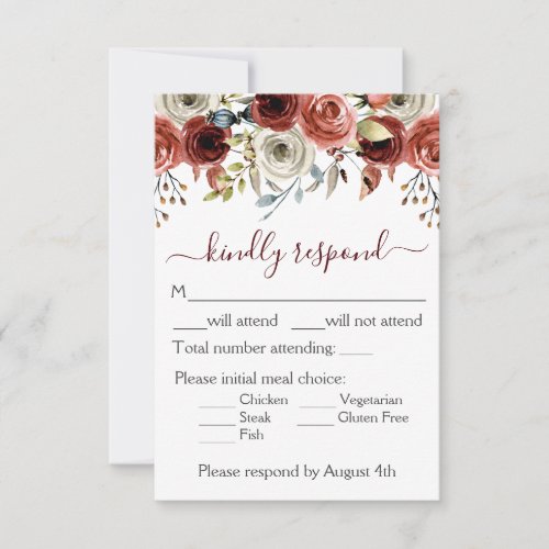 Watercolor Floral Wedding RSVP Card