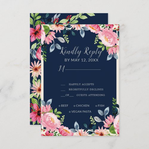Watercolor Floral Wedding  RSVP Card
