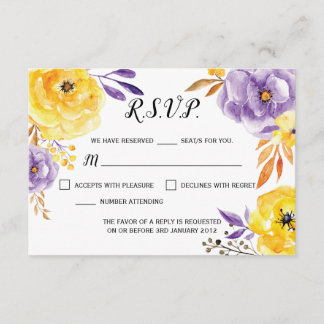 Watercolor Floral Wedding RSVP Card