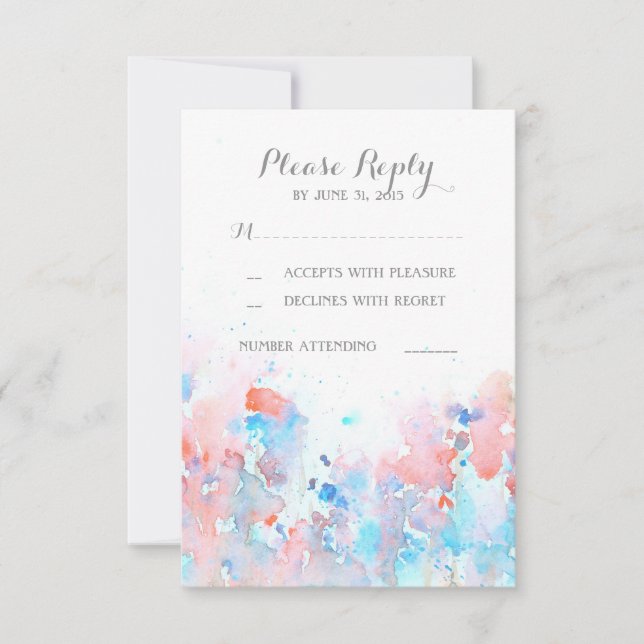 Watercolor Floral Wedding RSVP Cards (Front)
