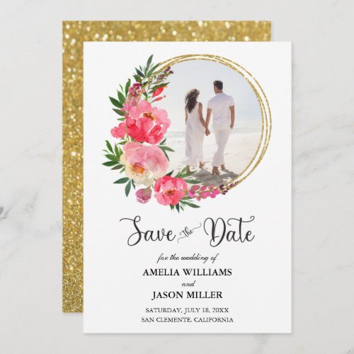 Watercolor Floral Wedding Save the Date