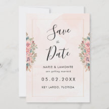 Watercolor Floral Wedding Save The Date