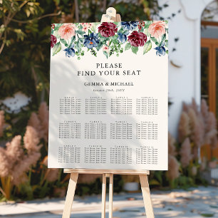 Watercolor Floral Wedding Seating Chart Foam Board