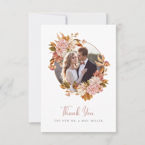 Watercolor Floral Wedding Thank You Card