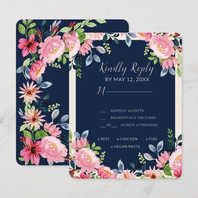 Watercolor Floral Wedding Thank You Card (Front/Back)