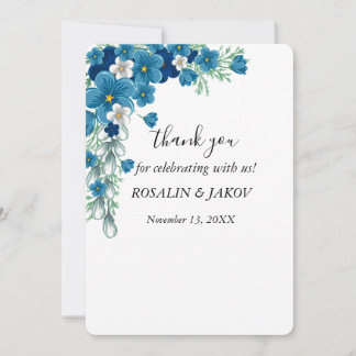 watercolor floral wedding thank you card