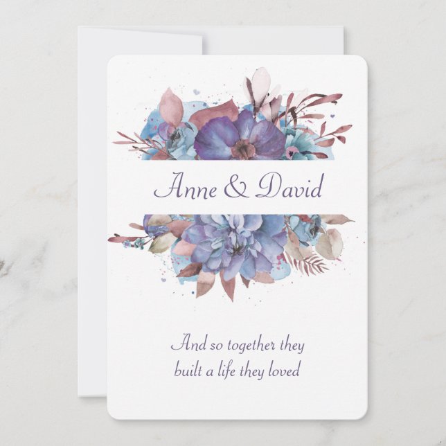 Watercolor Floral Wedding Vow Renewal  Invitation (Front)