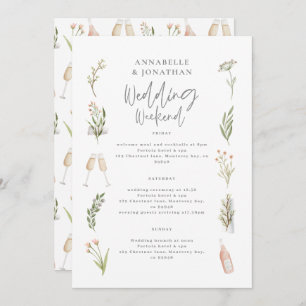 Watercolor floral wedding weekend itinerary