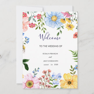 watercolor floral wedding Welcome Sign Holiday Card
