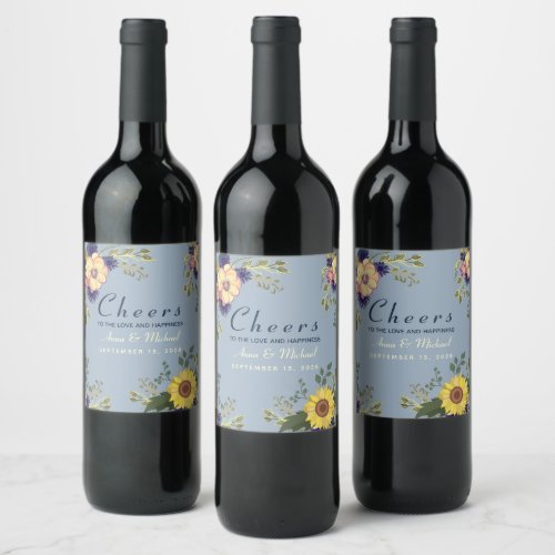 Watercolor Floral Wedding Wine Label