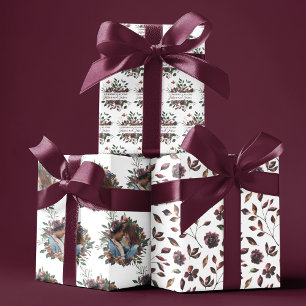 Watercolor Floral Wedding Wrapping Paper Sheets