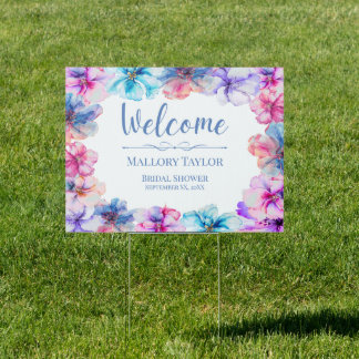 Watercolor Floral Welcome Celebration Custom Yard Sign