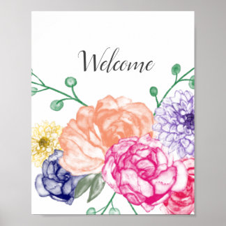 Watercolor Floral Welcome Sign