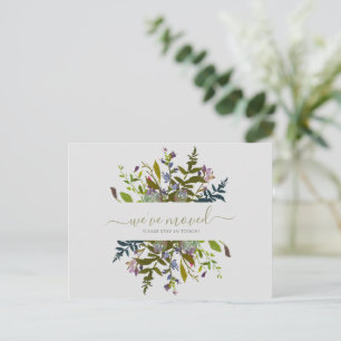 Watercolor Floral We've Moved New Home Script  Postcard