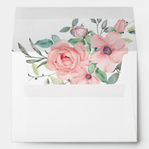 Watercolor Floral Whimsy Coral Return Address Envelope