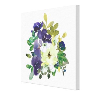 Watercolor Floral, White and Purple  Canvas Print