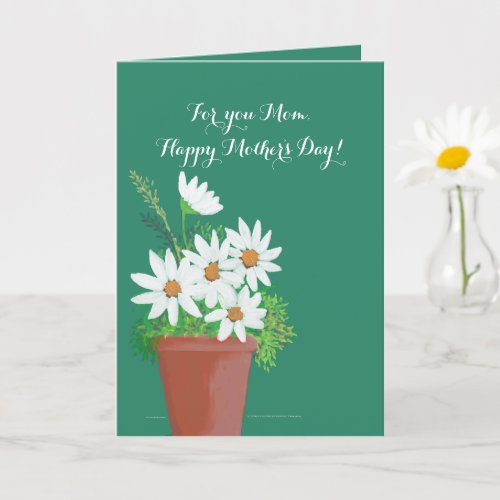 Watercolor Floral White Daisies Mothers Day Card
