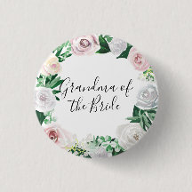 Watercolor Floral White Green Grandma of the Bride