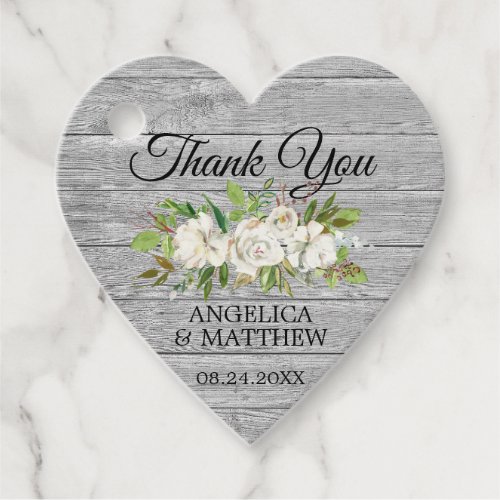 Watercolor Floral White Rustic Wedding Thank You Favor Tags