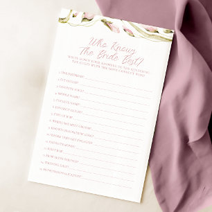 Watercolor Floral Who Knows The Bride Best Game