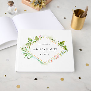 Watercolor Floral Wild Green Foliage Wedding Guest Book