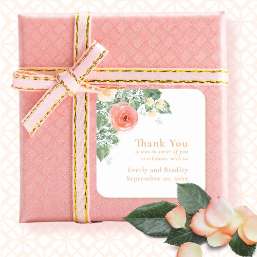 Watercolor Floral Wildflower Colorful Wedding Square Sticker
