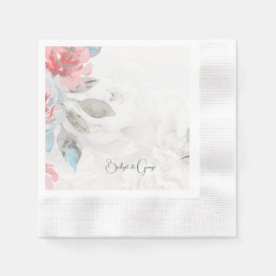 watercolor floral wildflower rose peony  wedding n napkins
