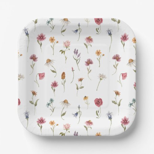 Watercolor Floral Wildflower Spring Baby Shower Pa Paper Plates