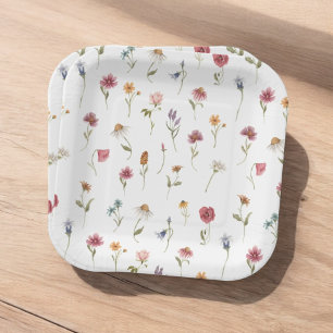 Watercolor Floral Wildflower Spring Baby Shower Pa Paper Plates