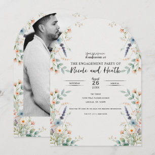 Watercolor Floral Wildflower Spring Engagement Invitation