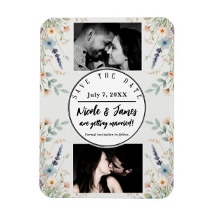 Watercolor Floral Wildflower Spring Save the Date  Magnet
