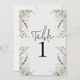 Watercolor Floral Wildflower Spring Table Number