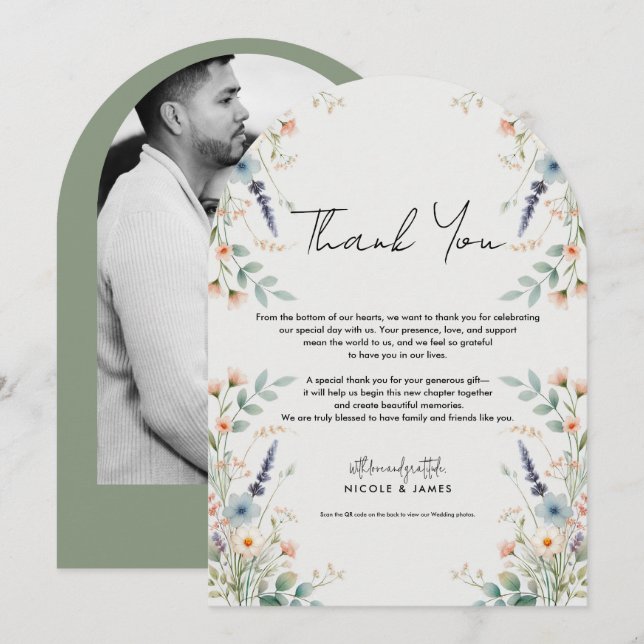 Watercolor Floral Wildflower Spring Thank You Invitation (Front/Back)
