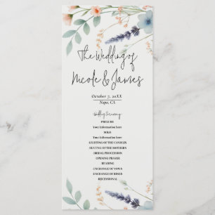 Watercolor Floral Wildflower Wedding Program