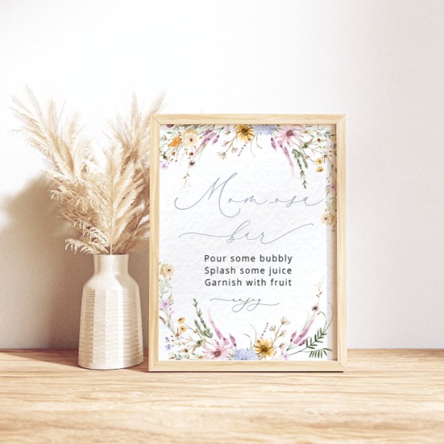 Watercolor Floral Wildflowers Mom-osa Bar Poster (Creator Uploaded)