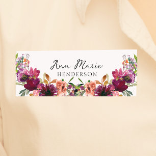 Watercolor Floral Wildflowers Name Tag
