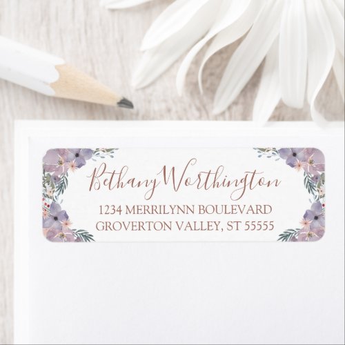 Watercolor Floral Wildflowers Rose Gold Label