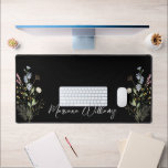 watercolor floral wilfdlowers personalized black  desk mat<br><div class="desc">watercolor floral wilfdlowers personalized black Desk Mat</div>