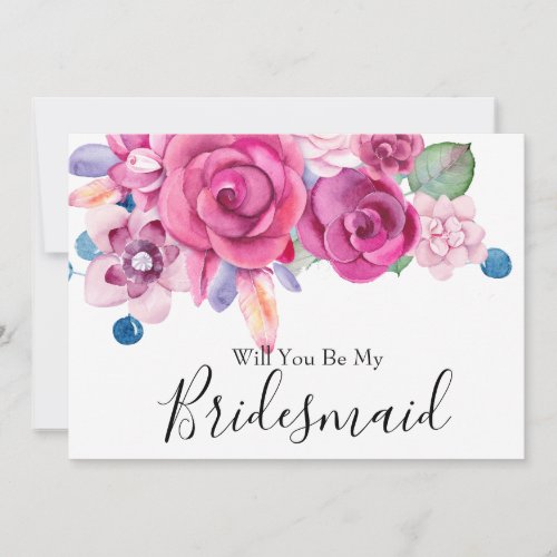 Watercolor Floral Will You Be My Bridesmaid Invitation