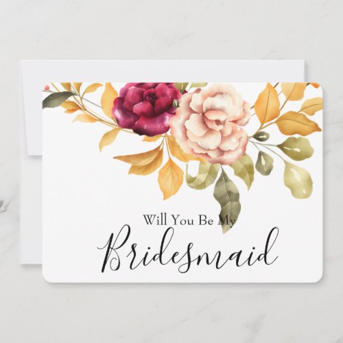 Watercolor Floral Will You Be My Bridesmaid Invitation