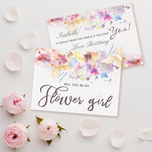 Watercolor Floral Will you be my Flower Girl Invitation