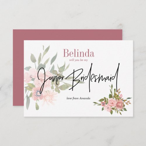 Watercolor Floral Will You Be My Junior Bridesmaid Invitation