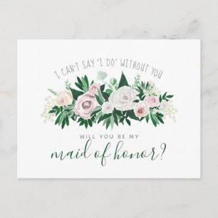 Watercolor Floral Will You Be My Maid of Honor Invitation Postcard
