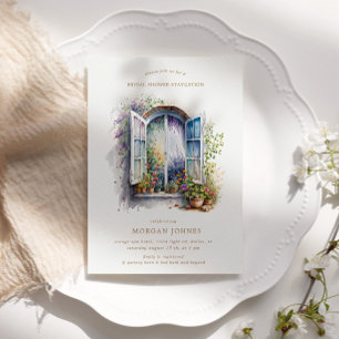 Watercolor Floral Window Bridal Shower Staycation Invitation