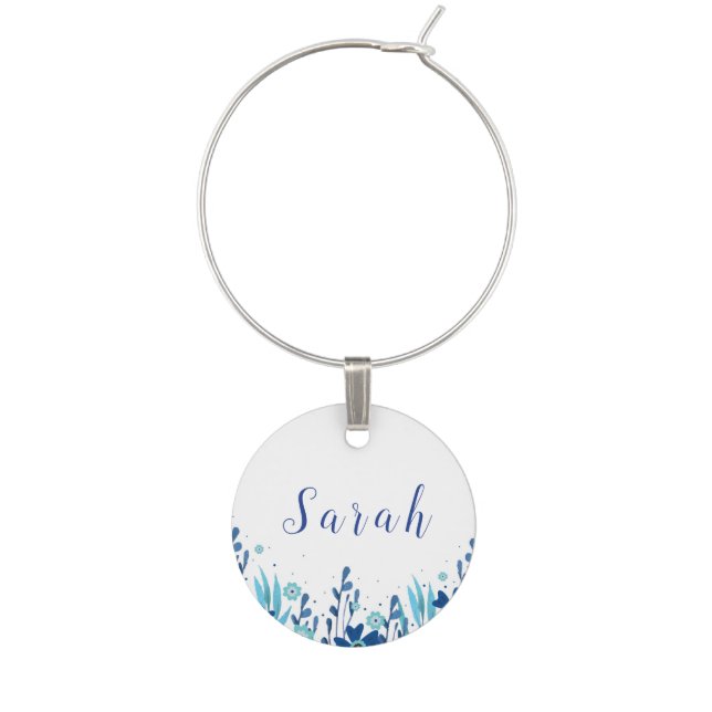 Watercolor Floral Wine Charm (Front)