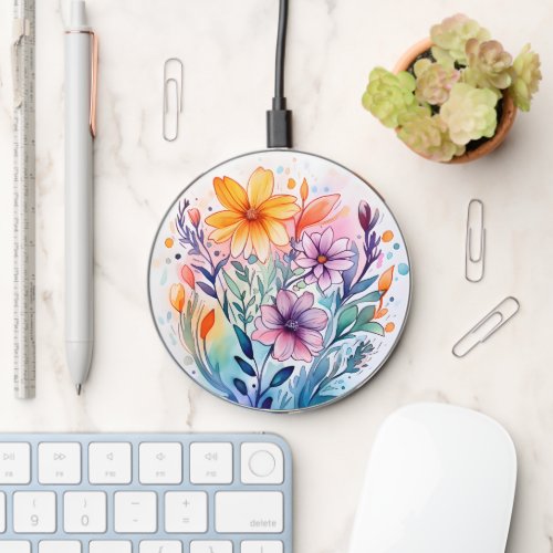 watercolor floral wireless charger 